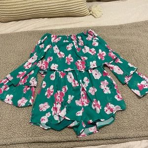 Floral bell sleeve romper